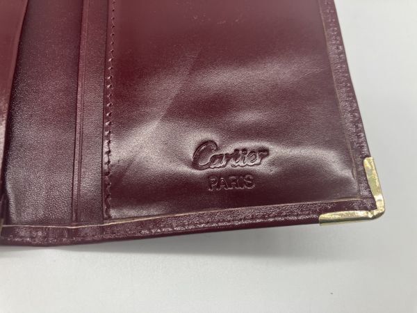 C1-073 Cartier カルティエ 財布 ボルドー 二つ折り_画像4