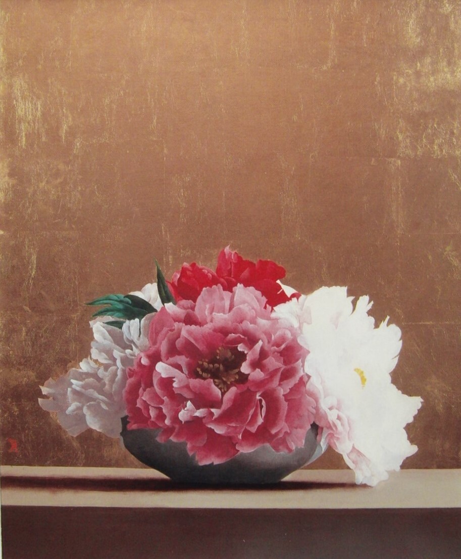 藤田 吉香　「富貴花」、人気作品、希少画集・額装画、新品国産額にて額装付、コンディション良好、送料無料