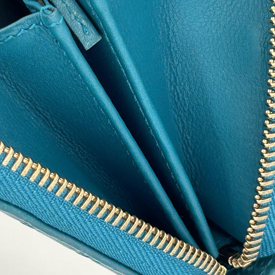  Gucci микро Guccisima раунд застежка-молния длинный кошелек GG рисунок signature длинный кошелек sima кожа голубой 544473 женский мужской 