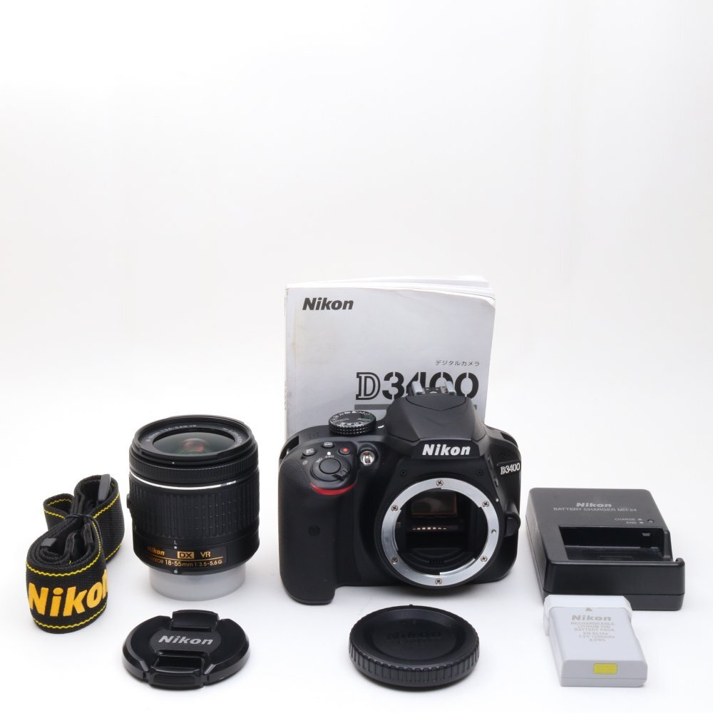 Nikon デジタル一眼レフカメラ D3400 AF-P 18-55 VR レンズキット ブラック D3400LKBK_画像1
