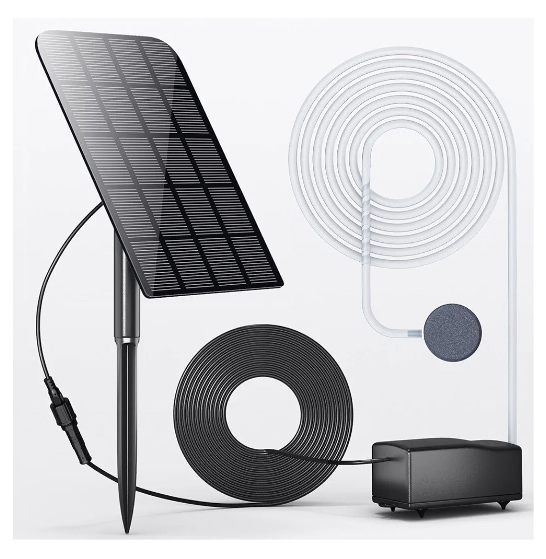 Biling エアーポンプ ソーラー エアポンプ 水槽ポンプ 太陽光給電式 各種水槽の酸素供給 エアチューブ エアストーン 2.5W発電パネルの画像1