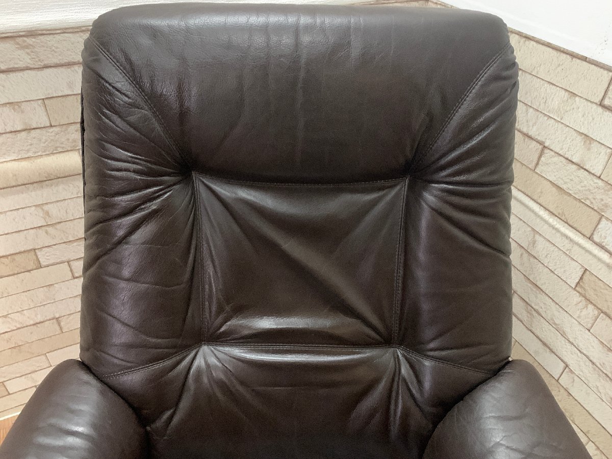 maruni Marni reclining chair personal chair ottoman rotation chair one seater . sofa original leather dark brown Northern Europe style (.123)