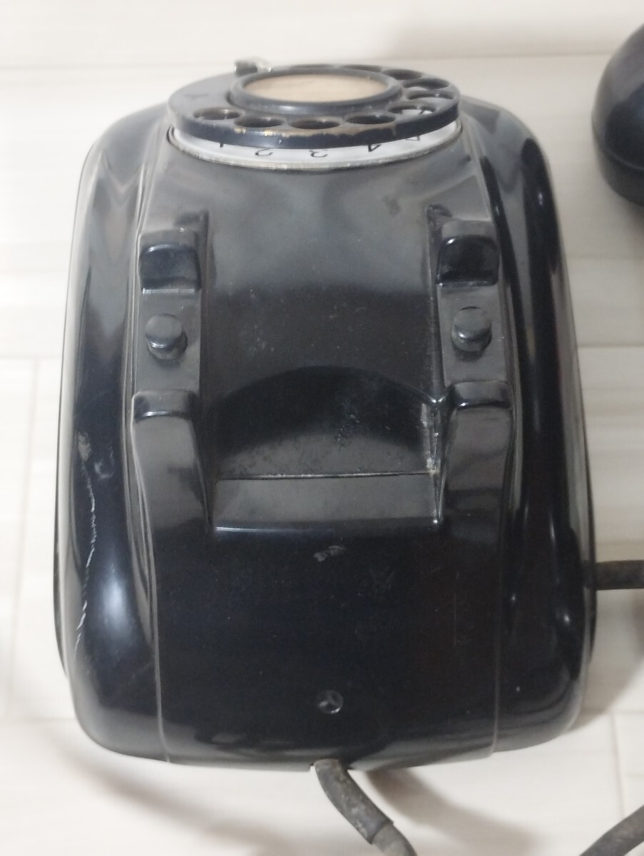  Showa Retro black telephone 4 number A automatic type telephone machine Iwatsu Electric corporation Showa era 36 year 8 month antique telephone machine black telephone 4 number 