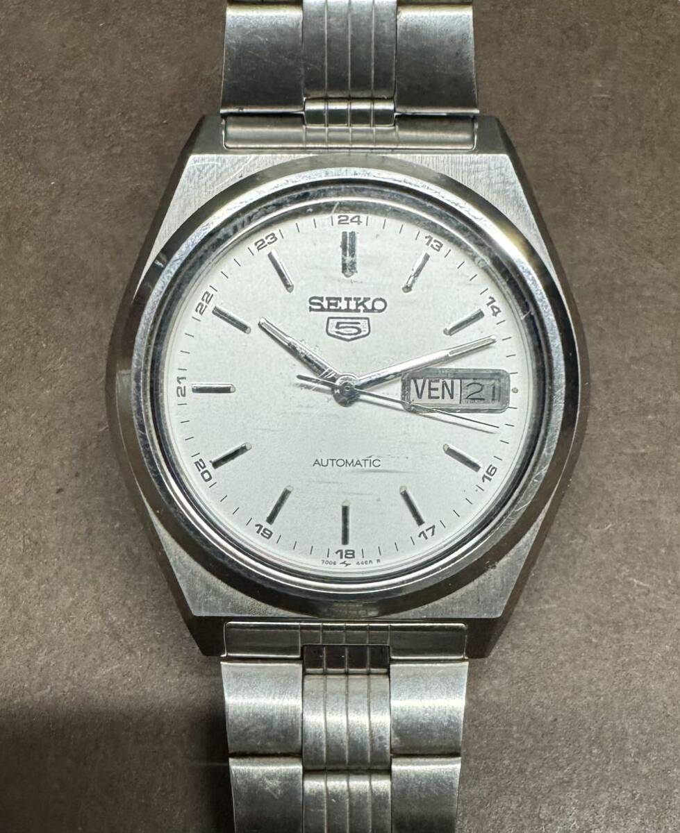 SEIKO/セイコー★5/ファイブ★7009-876A★AUTOMATIC/自動巻き★腕時計★メンズ★シルバー文字盤★デイデイト★現状品★042331_画像1