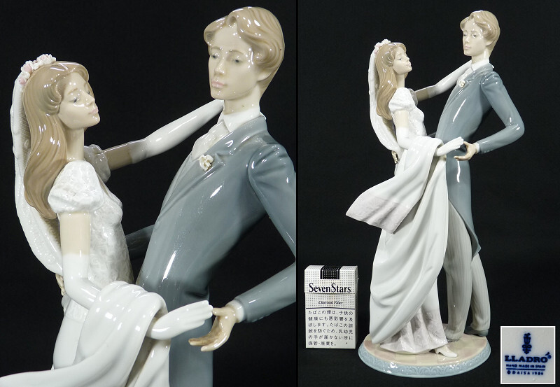 《JP》スペイン高級陶器 LLADRO リヤドロ 「ウェディングダンス」 陶器人形 置物 高さ３６ｃｍ_画像1