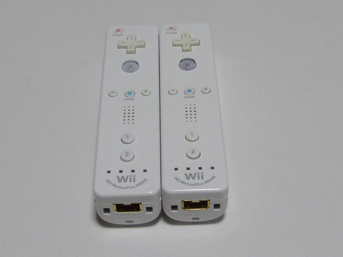 R025【即日発送 送料無料 動作確認済】Wii リモコン　モーションプラス内蔵　2個セット 任天堂　純正品　RVL-036 白 ホワイト コントローラ