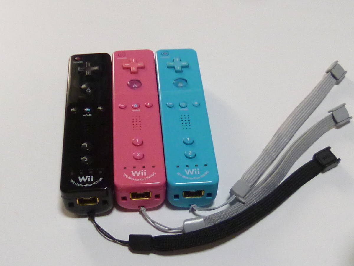 R080【送料無料 即日発送 動作確認済】Wii モーションプラス　ストラップ リモコン 内蔵　任天堂 純正 RVL-036　ブラック ブルー ピンク_画像1