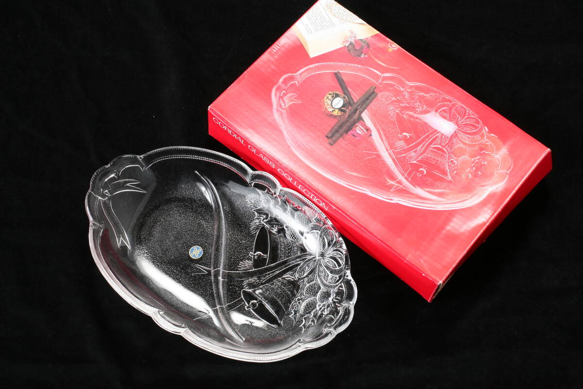HOYA ハッピーベル 仕切付楕円皿・1 FBD1970 ガラス製 器 プレート ベル クリスマス_画像1