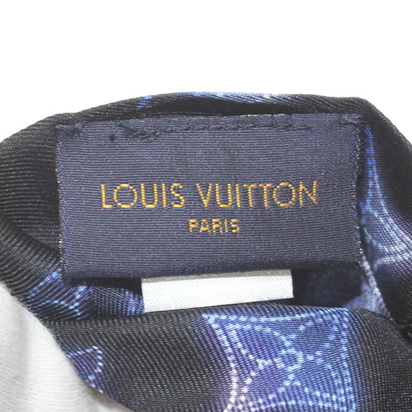  Louis Vuitton LOUIS VUITTON монограмма * образец головная повязка *sowaM77432 черный голубой neon цвет шелк лента для волос женщина 