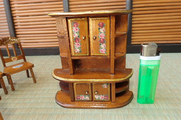 20-72 doll house miniature furniture wooden piano cupboard wall clock chair table etc. 