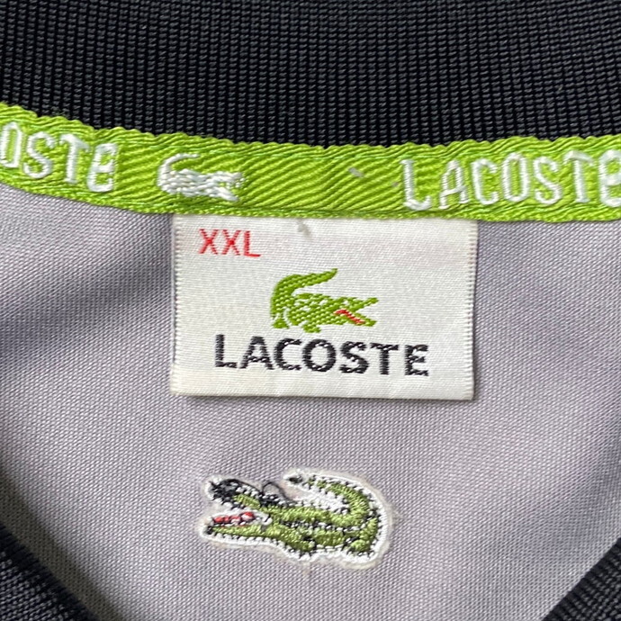 LACOSTE ラコステ ハーフジップ コットンポロシャツ クロスオーバー柄 メンズL相当_画像4