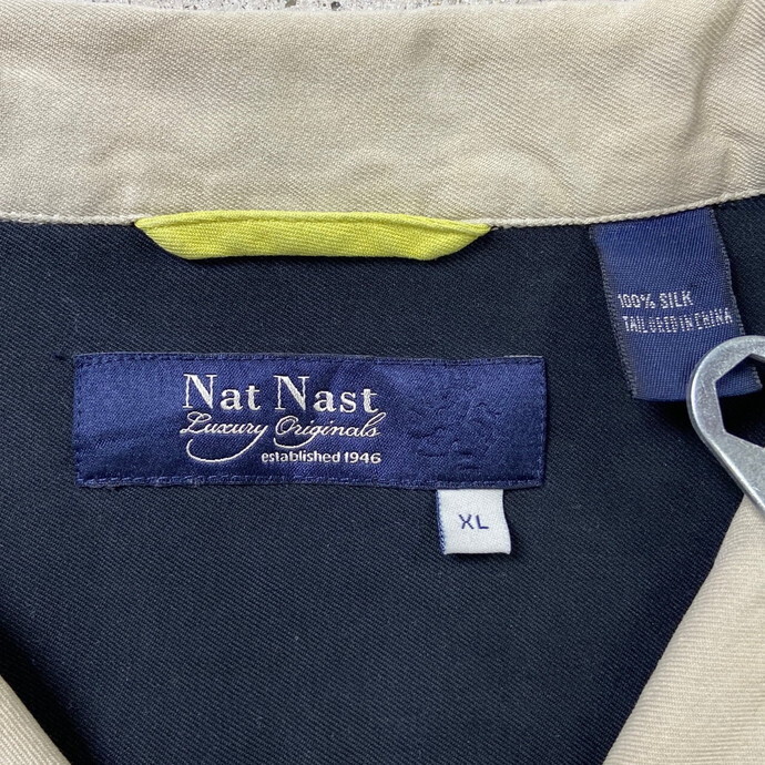 90年代～00年代 Nat Nast オープンカラーシルクシャツ ストライプ キューバシャツ メンズXL_画像5
