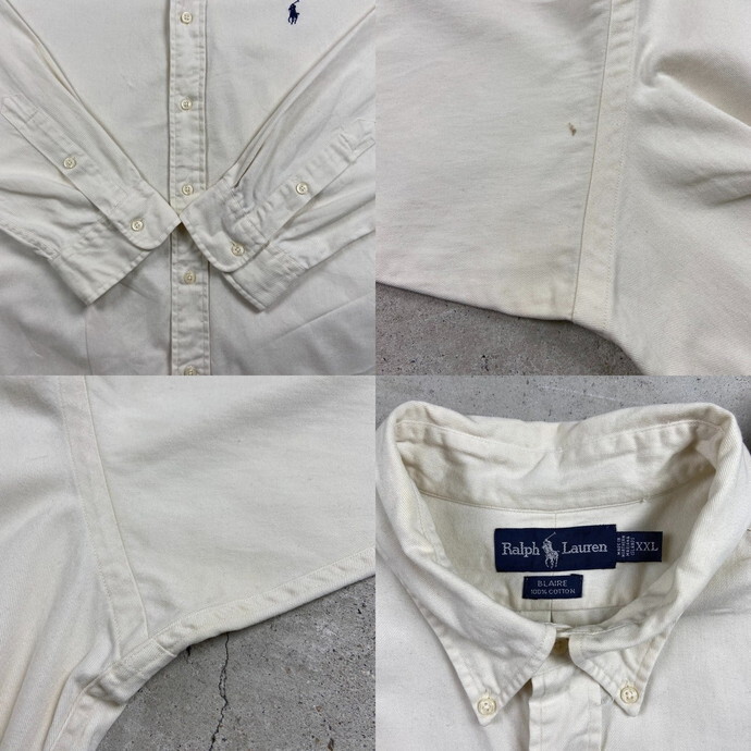 90年代 Ralph Lauren ラルフローレン コットンツイルシャツ BLAIRE ボタンダウン メンズ2XL_画像3