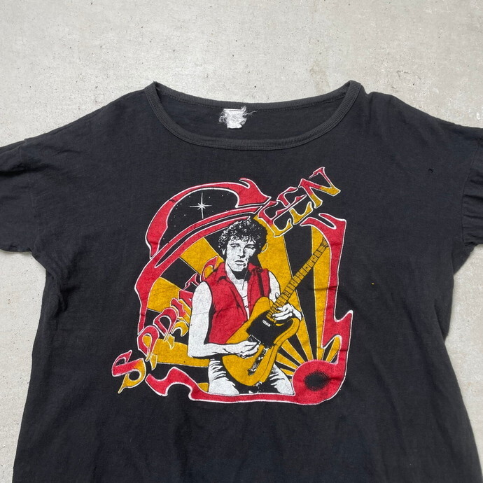 70年代~80年代 BRUCE SPRING STEEN ブルーススプリングスティーン バンドTシャツ バンT アーティスト パキ綿 短丈 レディースS相当_画像2
