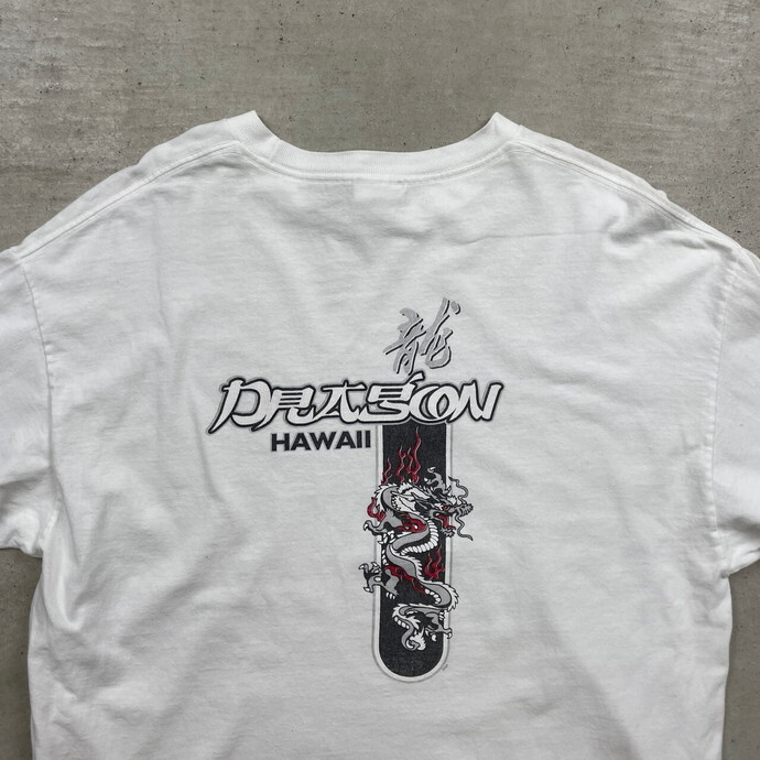 00年代 USA製 HAWAII ドラゴン デザインプリント 長袖Tシャツ ロンT メンズL_画像2