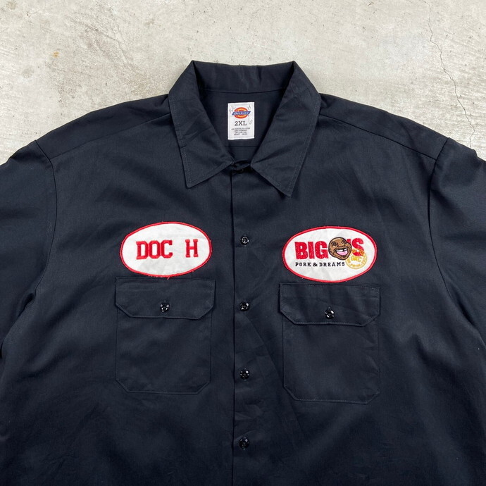 Dickies ディッキーズ ワークシャツ 半袖シャツ 企業ロゴワッペン メンズ2XL_画像2