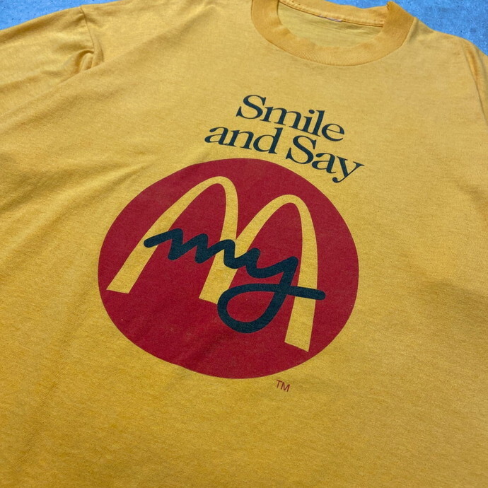90年代 Mcdonald's マクドナルド アドバタイジング プリントTシャツ Smile and Say メンズXL相当_画像2