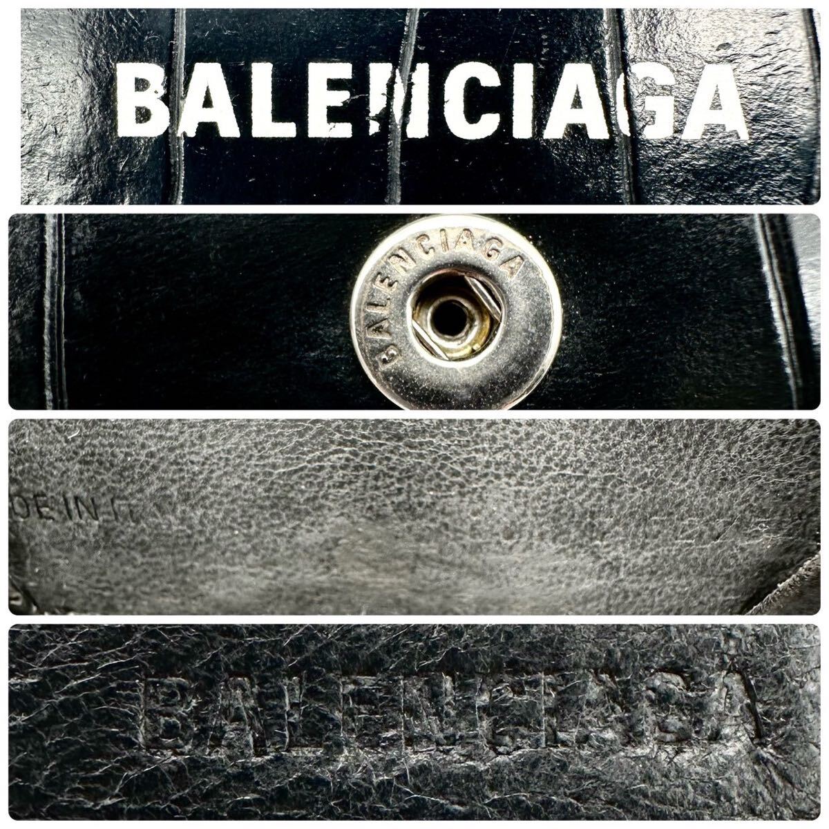 BALENCIAGA バレンシアガ 三つ折り財布 ブラック クロコ ユニセックス メンズ レディース コンパクトウォレット_画像10