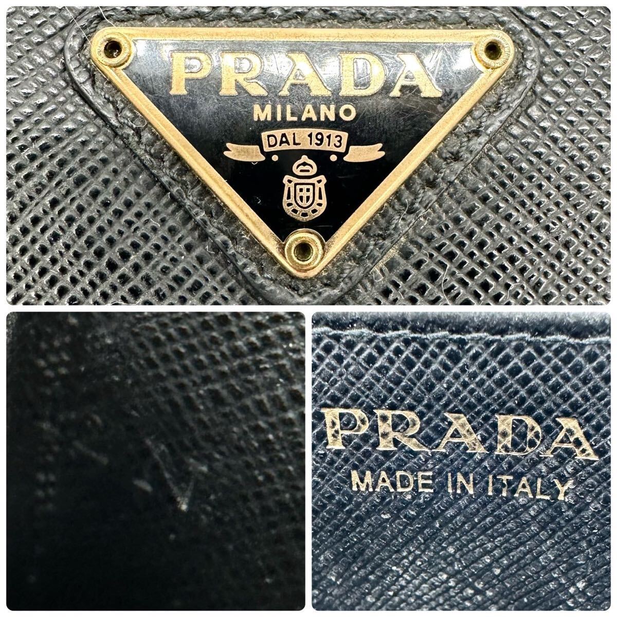 PRADA プラダ 小銭入れ コインケース ブラック 三角ロゴ ラウンドファスナー ユニセックス メンズ レディース レザー 本革_画像8