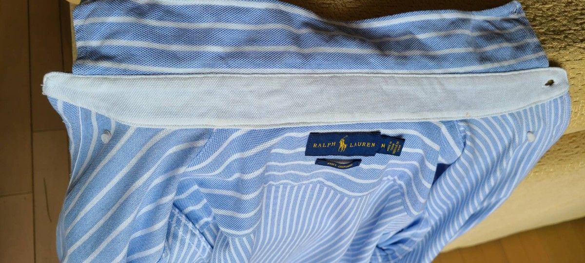 美品 良品 ラルフローレン ニット 青ストライプ オックスフォード ボタンダウンシャツ Mサイズ ノーアイロン  RALPH