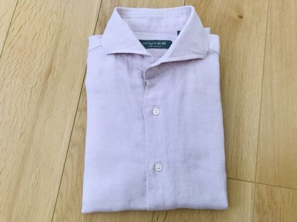 [ superior article ] United Arrows *linen. Hori zon color shirt * light pink *S