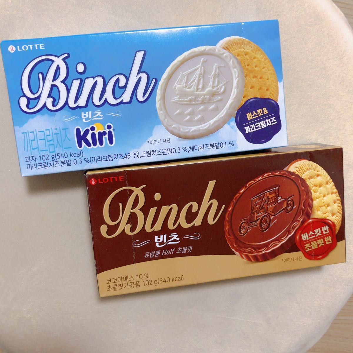 日本未発売 ロッテ Binch Kiri コラボ 韓国  お菓子　キリ　クリームチーズ　チョコレート　クッキー　お土産　人気