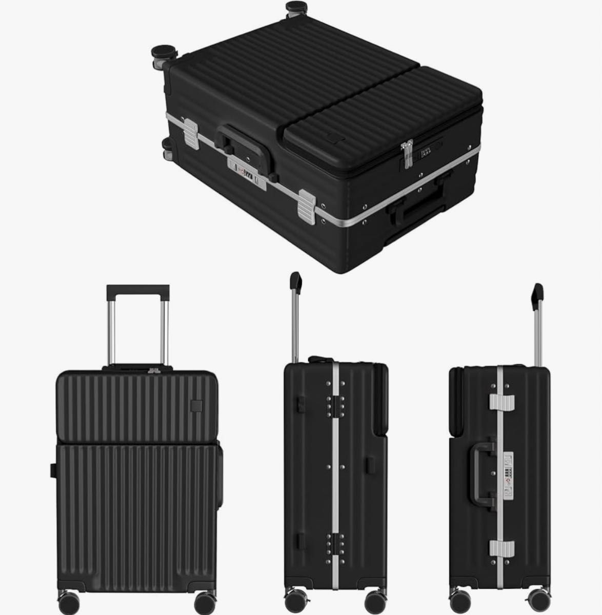 Ashard スーツケース ブラック Sサイズ 42L 機内持込 (1-3泊) 54.5*35*23cm 3.7kg 