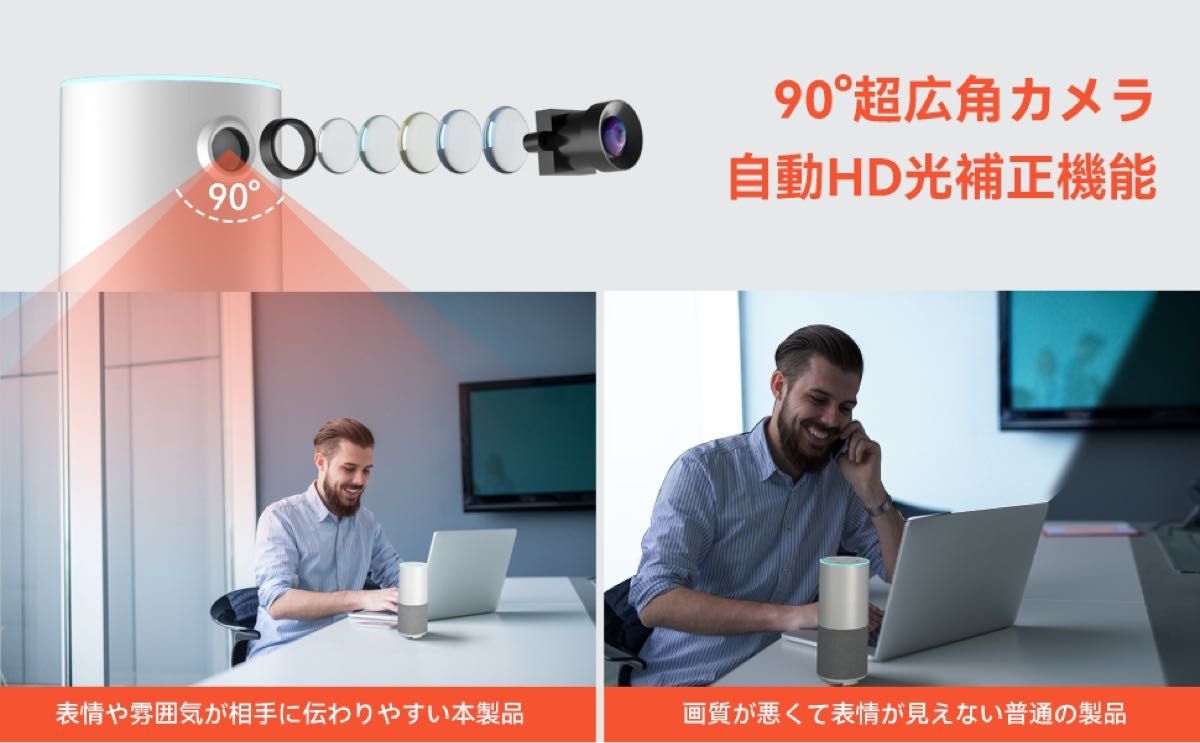 Nuroum C10-JP 会議用Webカメラ マイクスピーカー 1台3役 一体型ウェブカメラ 