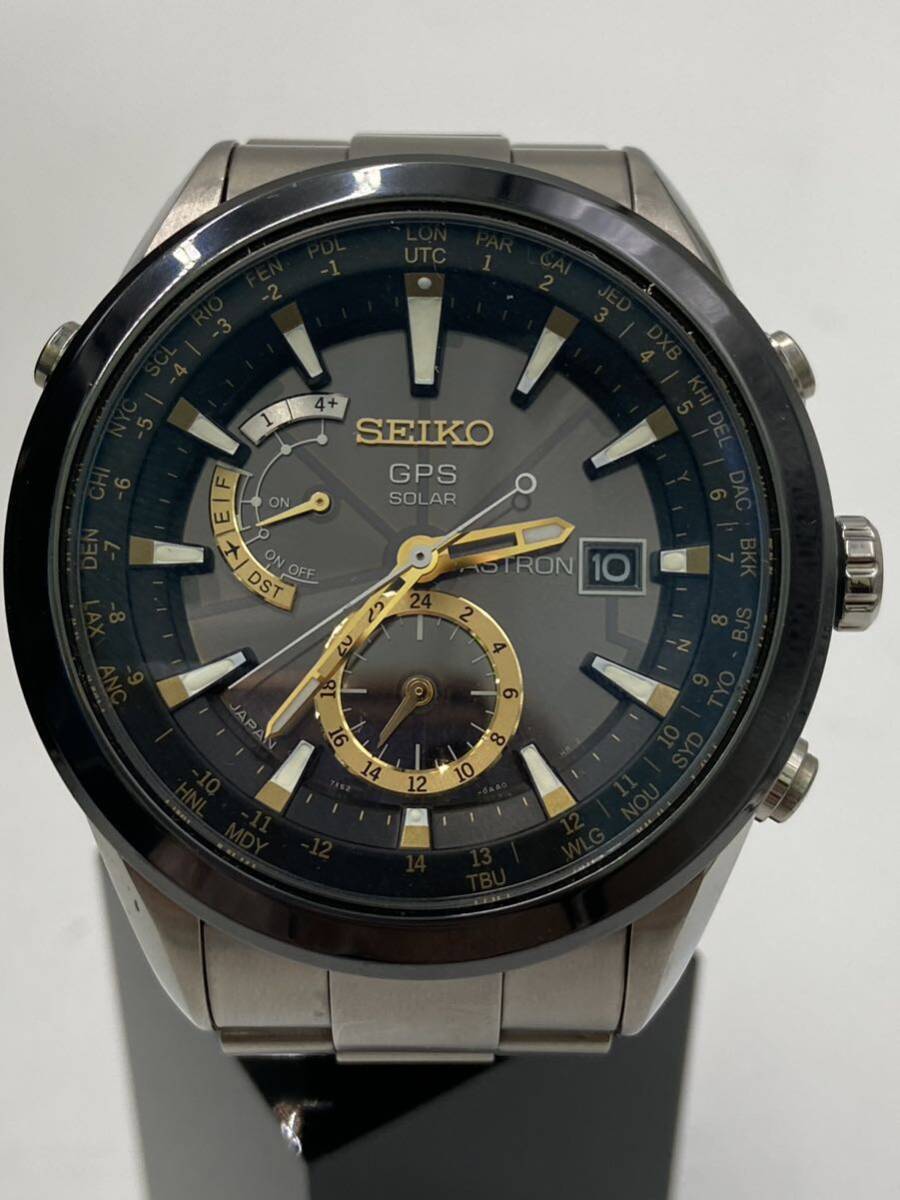 #13118 SEIKO セイコー ASTRON アストロン GPS 7X52-0AA0 ソーラー 腕時計 ブラック文字盤 動作未確認の画像2