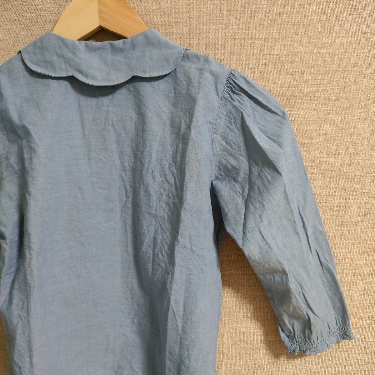 クラウンバンビミニ　ブラウス　シャツ　長袖　 シャツ 長袖　刺繍　120 古着　希少　日本製　レア　美品