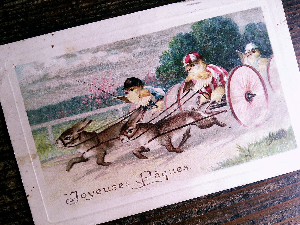 イラスト (5)◆P45 ヒヨコ イースター ウサギ アンティークポストカード フランス_画像9