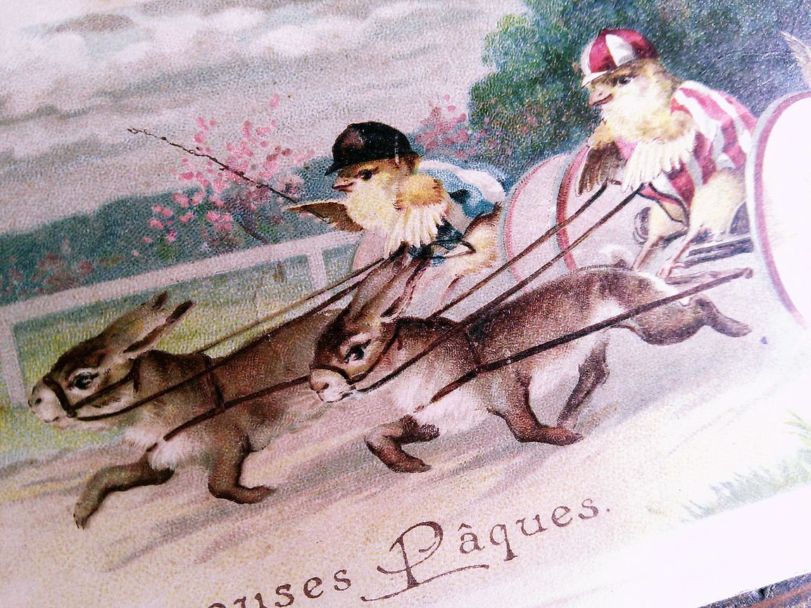 イラスト (5)◆P45 ヒヨコ イースター ウサギ アンティークポストカード フランス_画像4
