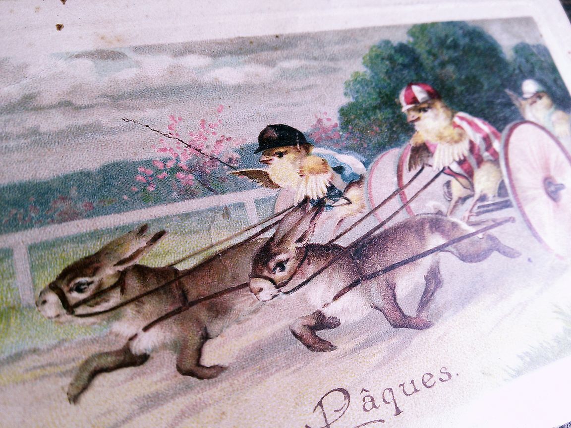 イラスト (5)◆P45 ヒヨコ イースター ウサギ アンティークポストカード フランス_画像5