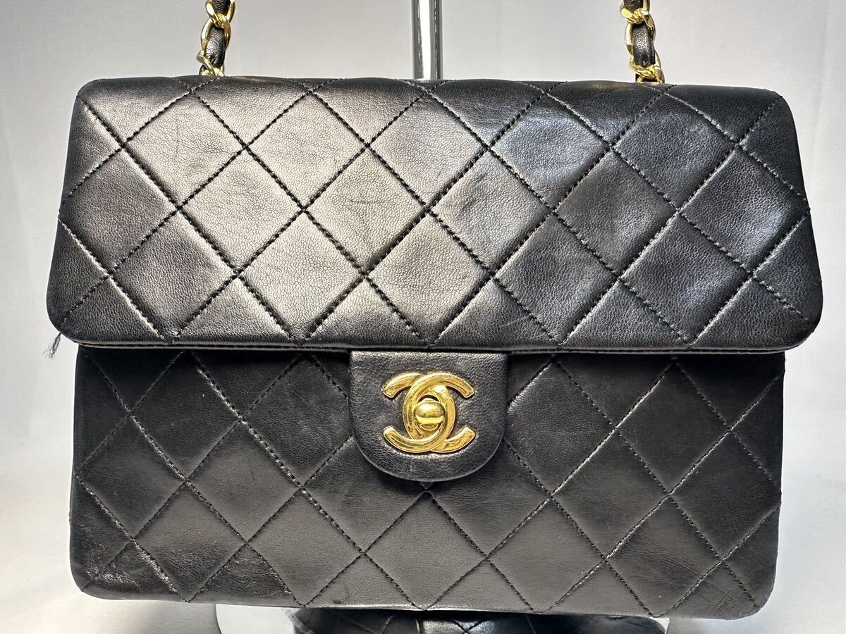 シャネル CHANEL マトラッセ シングルフラップ チェーン ショルダーバッグ ココマーク ショルダーバッグ レザー ブラック　チェーン_画像1