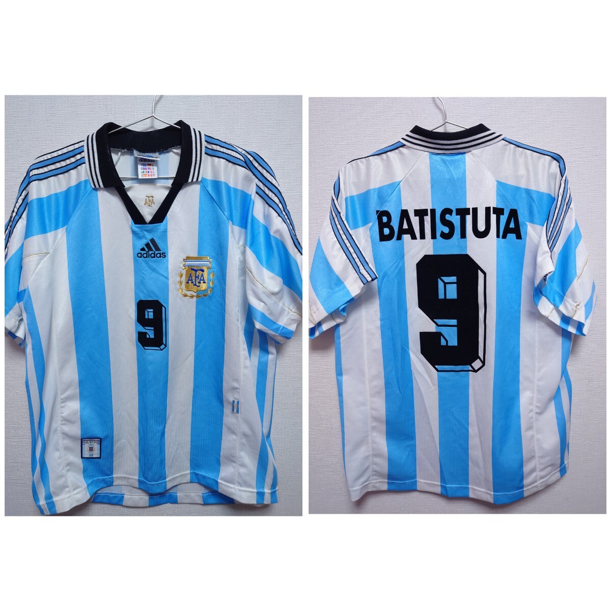 adidas 1998 World cup アルゼンチン代表 Argentina バティストゥータ Batistuta ネームナンバーフロッキーの画像1