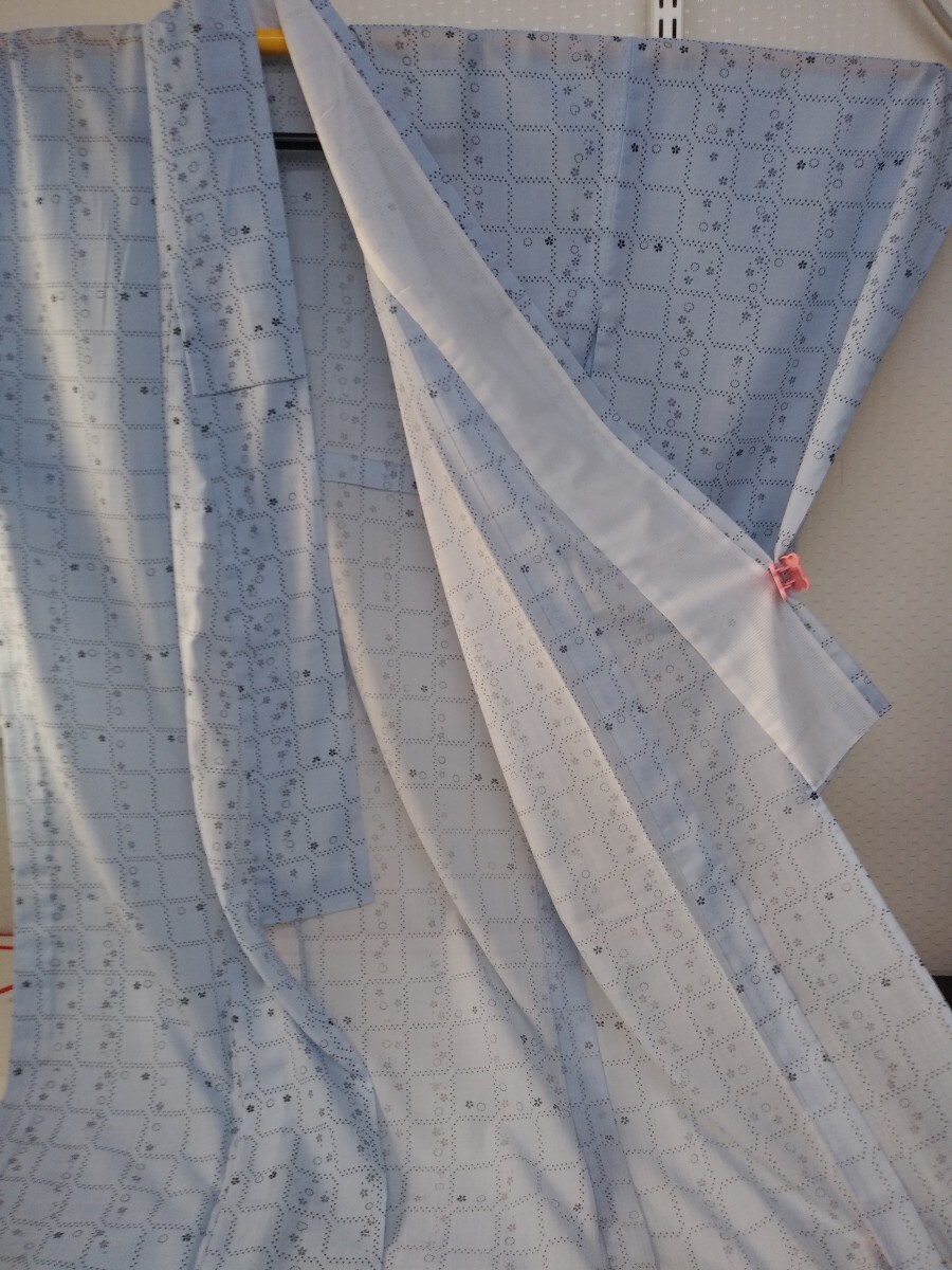 YA5301和装 レトロ 紗 単衣着物 小紋 洗える着物 化繊 身丈約165㎝/裄約67.5㎝ リメイク素材 材料 お稽古の画像6