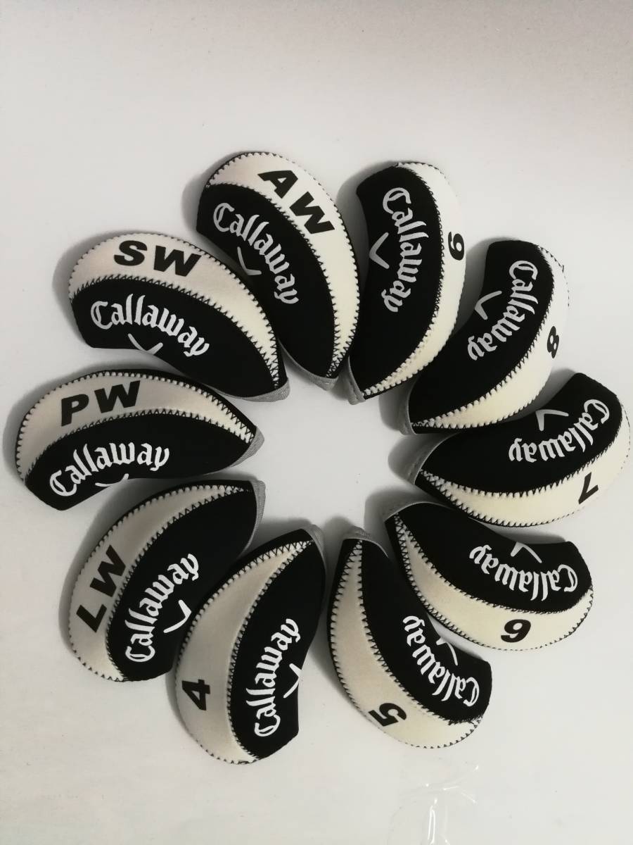 アイアンカバー 着脱らくらく 10個セット Callaway V 黒*白_画像4