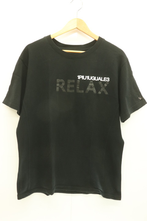 【中古】 1PIU1UGUALE3 RELAX メンズTシャツ XXL Tシャツ 1PIU1UGUALE3 RELAX XXL 黒 ブラック プリント_画像1