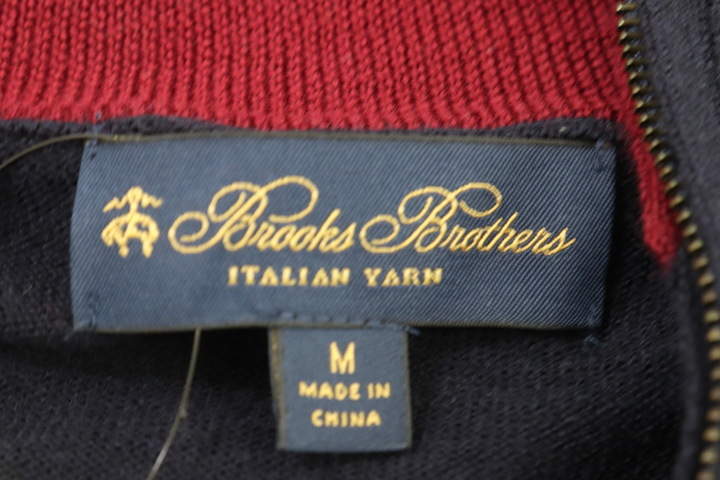 【中古】 BROOKS BROTHERS メンズニット セーター M ハーフジップニット BROOKS BROTHERS M 紺 ネイビー_画像3