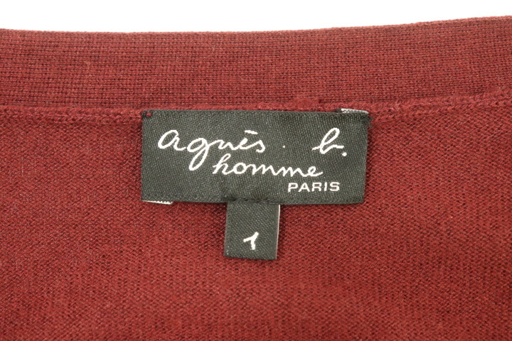 【中古】 Agnes b. メンズカーディガン - カーディガン Agnes b. HOMME- 赤 レッド 無地_画像3