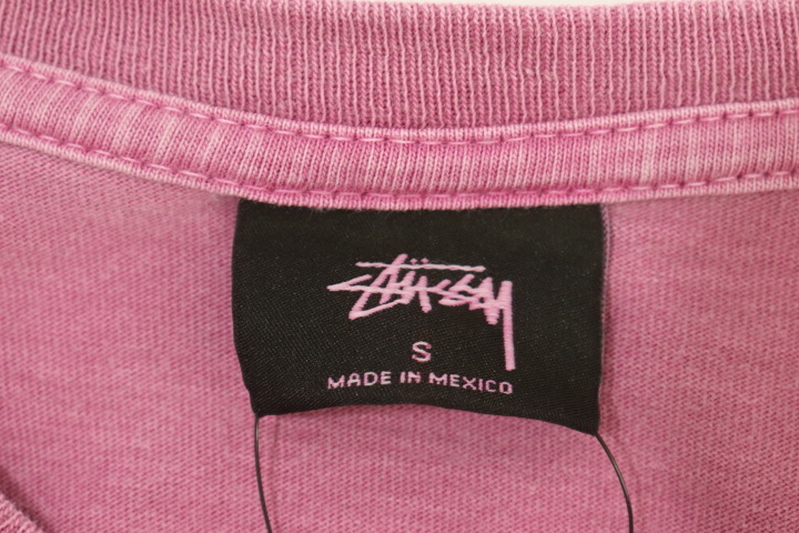 【中古】 STUSSY メンズTシャツ S Tシャツ STUSSY S ピンク 桃 プリント_画像3