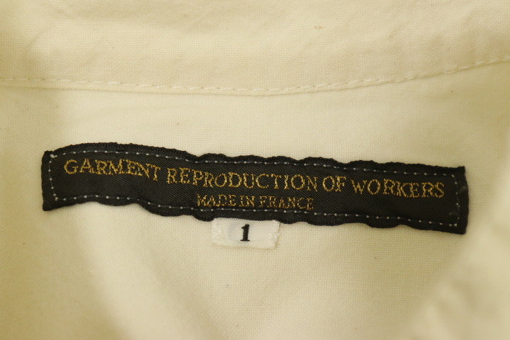 【中古】 - メンズ長袖シャツ 1 スタンドカラー シャツ GARMENT REPRODUCTION OF WORKERS 1 白 ホワイト 無地_画像3