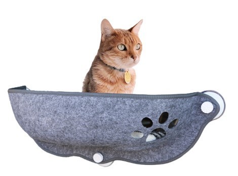猫用 ハンモック ベッド 吸盤式 耐荷重 15kg ライトグレー 窓 窓際 グッズ 猫 キャット ステップ ガラス 通年