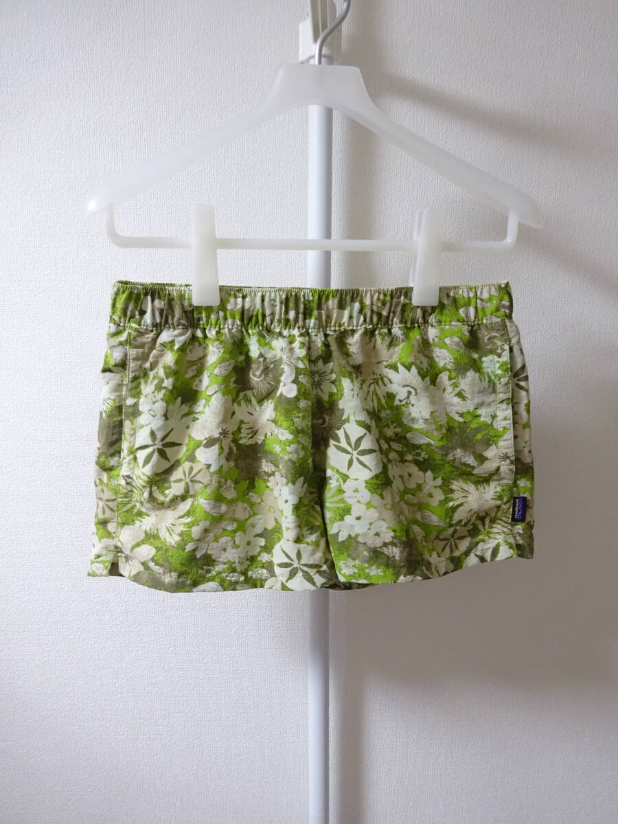 patagonia Baggies Shorts ショートパンツ フラワー 花柄 ナイロン ベージュ 茶色 緑 レディース S パタゴニア バギーズショーツ_画像1