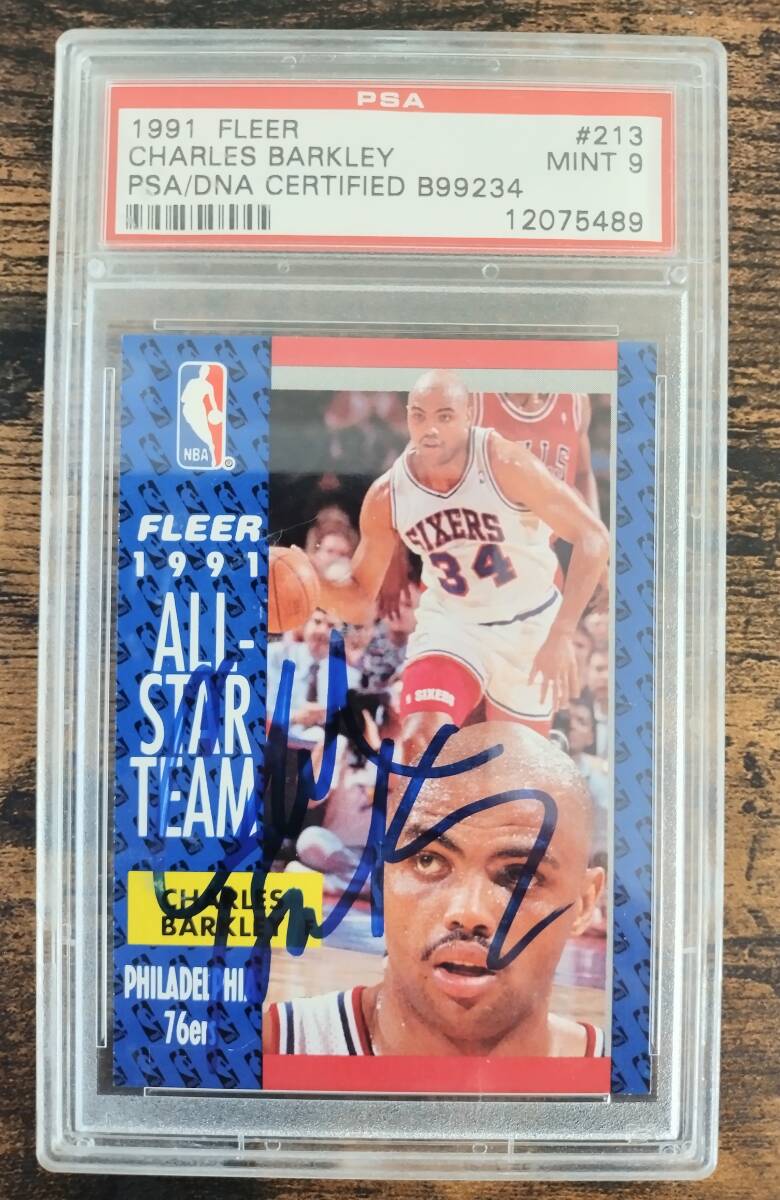 ★1円スタート★直筆サイン Charles Barkley 1991 Fleer チャールズ・バークレー Basketball Philadelphia 76ers NBA 直筆 サイン カードの画像1