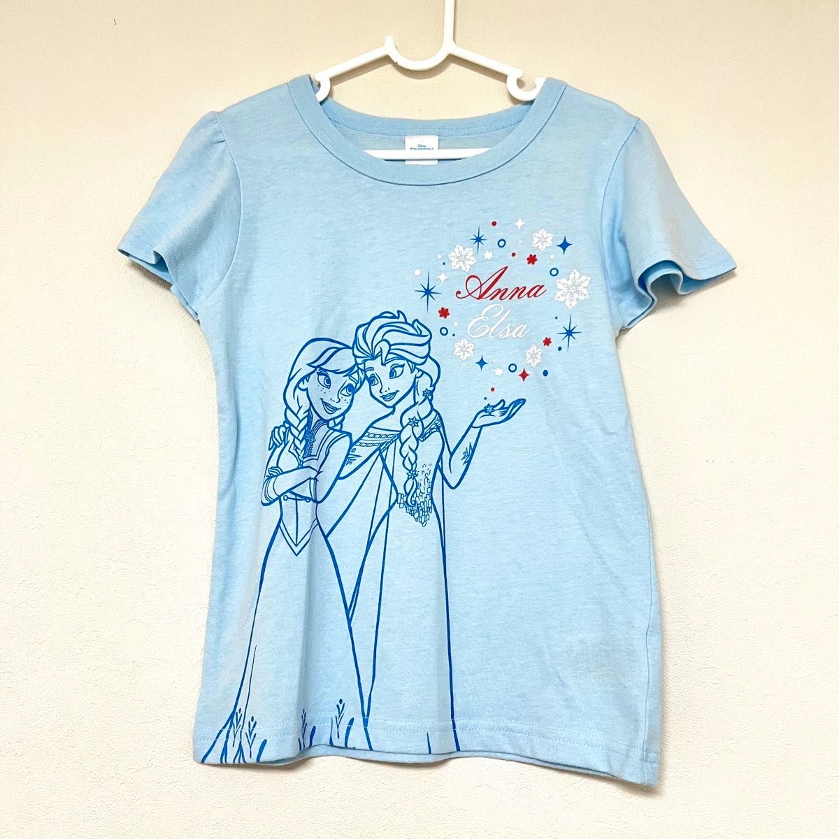 アナと雪の女王 半袖 Tシャツ 女の子 130 水色 エルサ 夏 半袖Tシャツ トップス