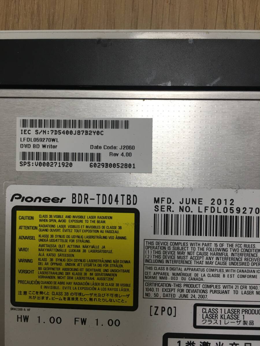 TOSHIBA DynaBook T552/58FW Pioneer BDR-TD04TBD ブルーレイドライブ 中古動作確認済み【管理:13】の画像2