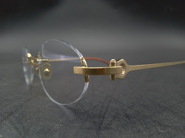 ▽ 【319】 カルティエ パリス メガネ / Cartier アイウェア Eyewear 眼鏡 オーバル フレーム フランス製 リムレス フチなし ゴールド_画像2