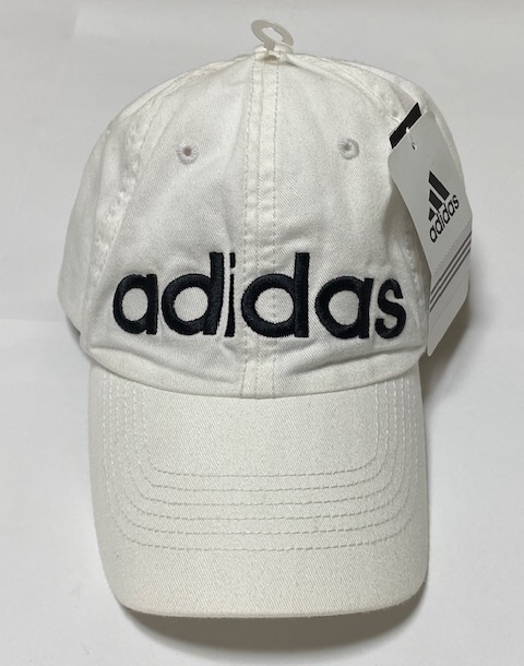 アディダス adidas 吸湿速乾 ADJUSTABLE CAP ローキャップ 帽子 ホワイト 展示未使用品_画像1