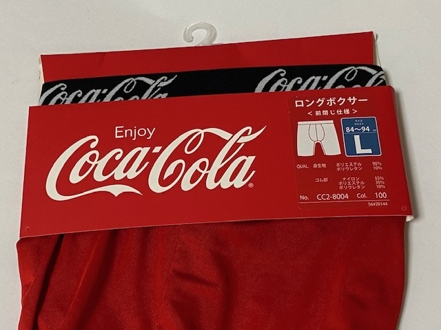 福助 Coca-Cola コカ・コーラ ロング ボクサーブリーフ Lサイズ 84-94cm レッド 展示未使用品_画像2